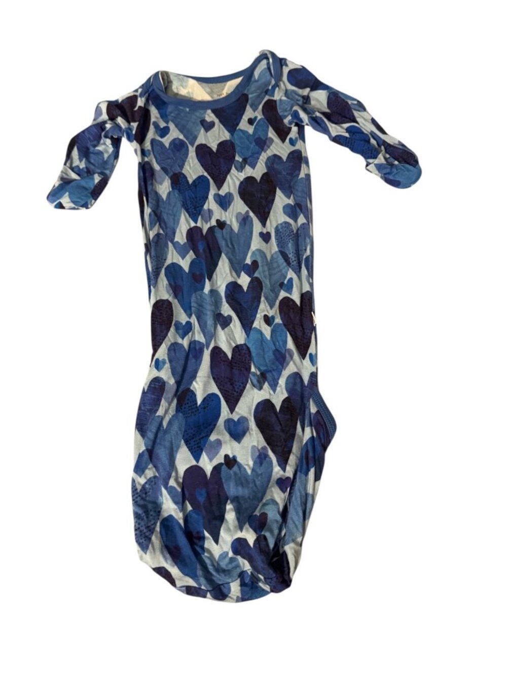 Little Sleepies Newborn Blue Hearts Bamboo Knotted Sleep Gown Baby Gown
